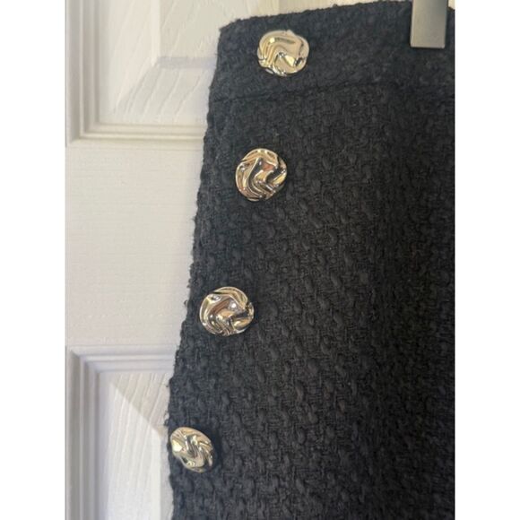 Eloquii Women’s Plus 16 Black Textured Jacquard Sailor Gold Button Dress Pants - Picture 3 of 9